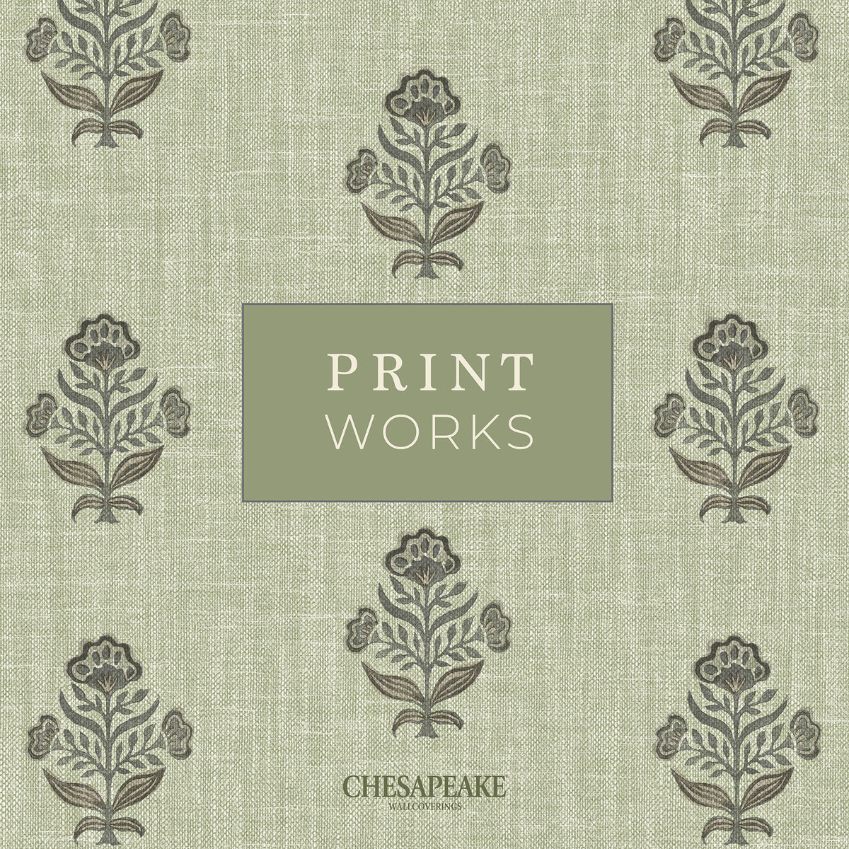 Begonia Indigo by Chesapeake PrintWorks 20.5 in x 33 ft Non Woven Floral Trail Wallpaper - Brewster Home Fashions 4148-27422-Sample