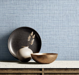 Harvest Twine Sky Blue by Raffia Faux Weave Vinyl Wallpaper – Seabrook Designs RA40104