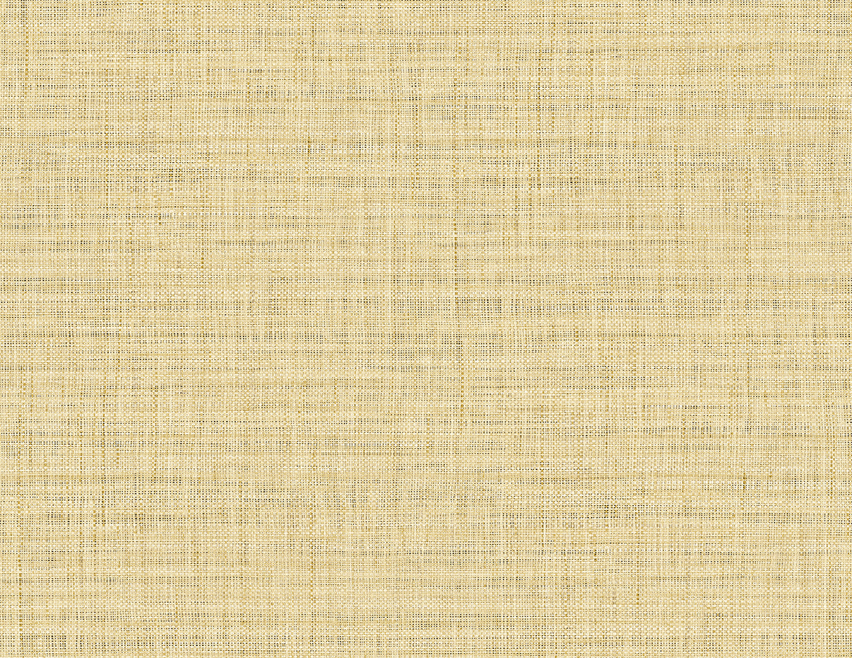 Honey-colored faux weave wallpaper with a matte textured look