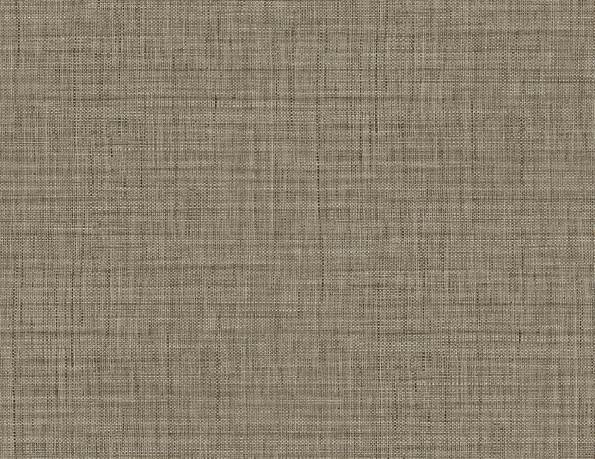 Driftwood brown faux weave texture vinyl wallpaper pattern, Harvest Twine by Seabrook Designs.