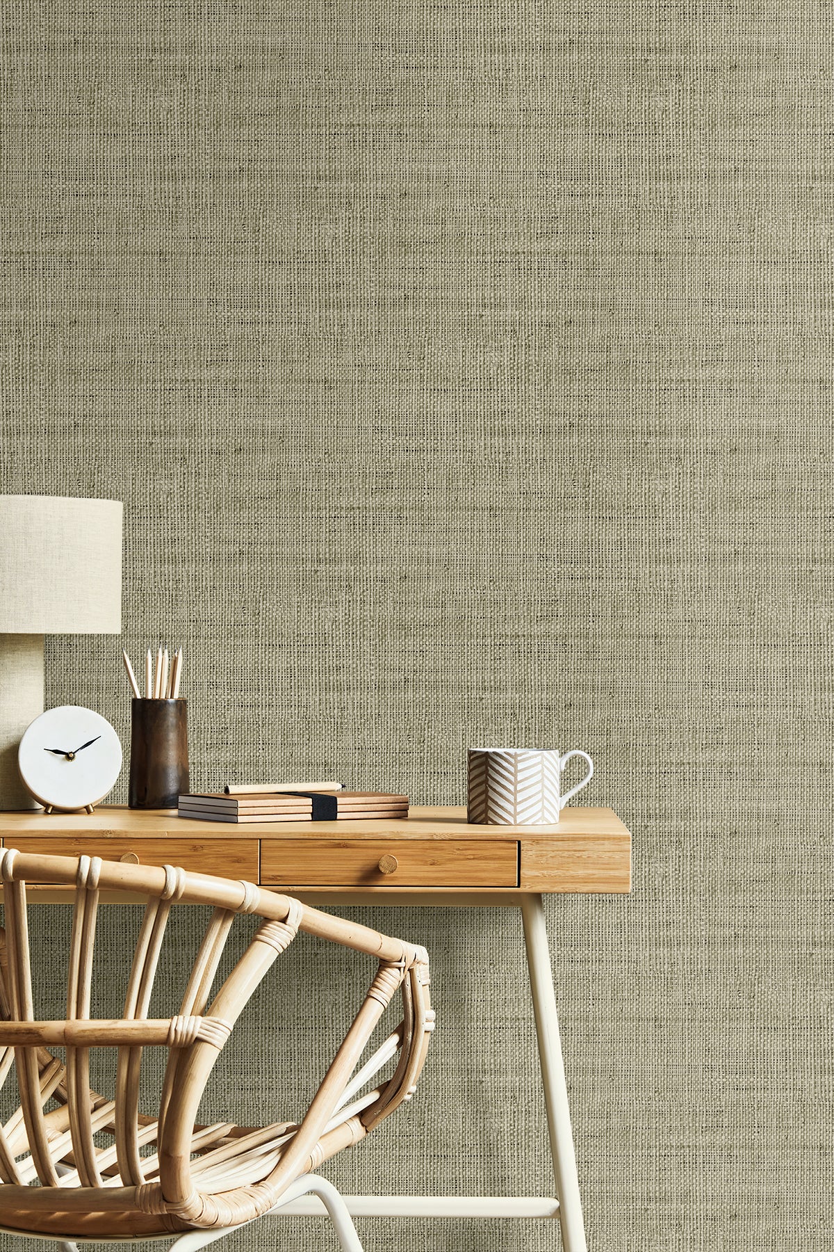 Wild Bind Taupe by Raffia Faux Weave Vinyl Wallpaper – Seabrook Designs RA40317