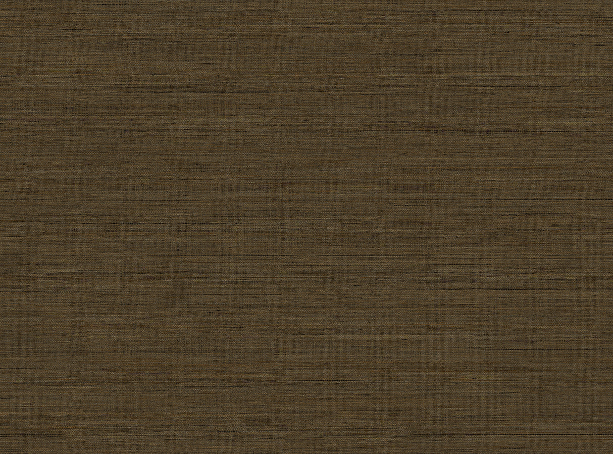 Threaded Coffee faux linen textured vinyl wallpaper close-up