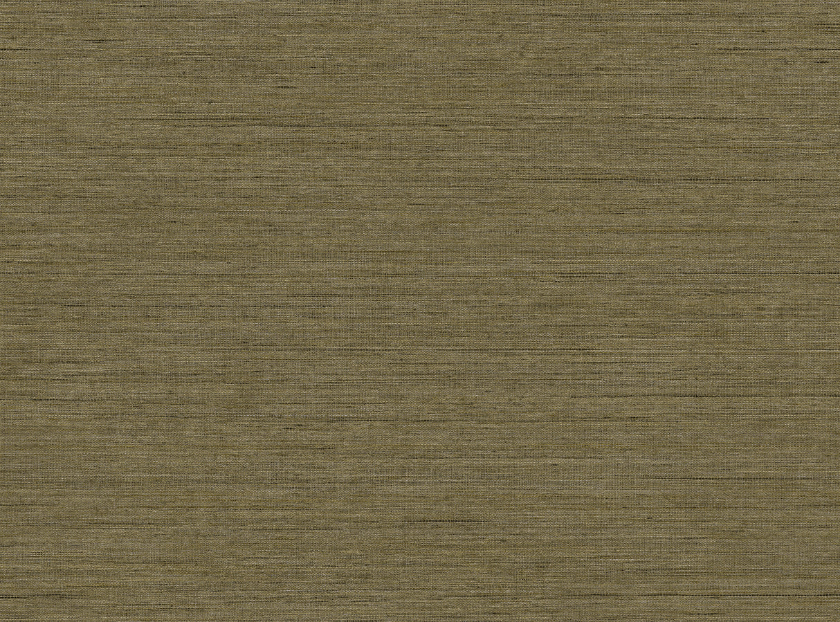 Threaded wallpaper in burlap brown faux linen texture, matte finish