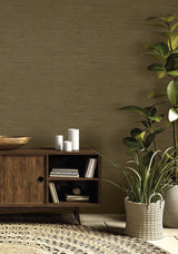 Threaded Chocolate by Raffia Faux Linen Vinyl Wallpaper – Seabrook Designs RA40906