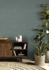 Threaded Aerial Blue by Raffia Faux Linen Wallpaper – Seabrook Designs RA40909