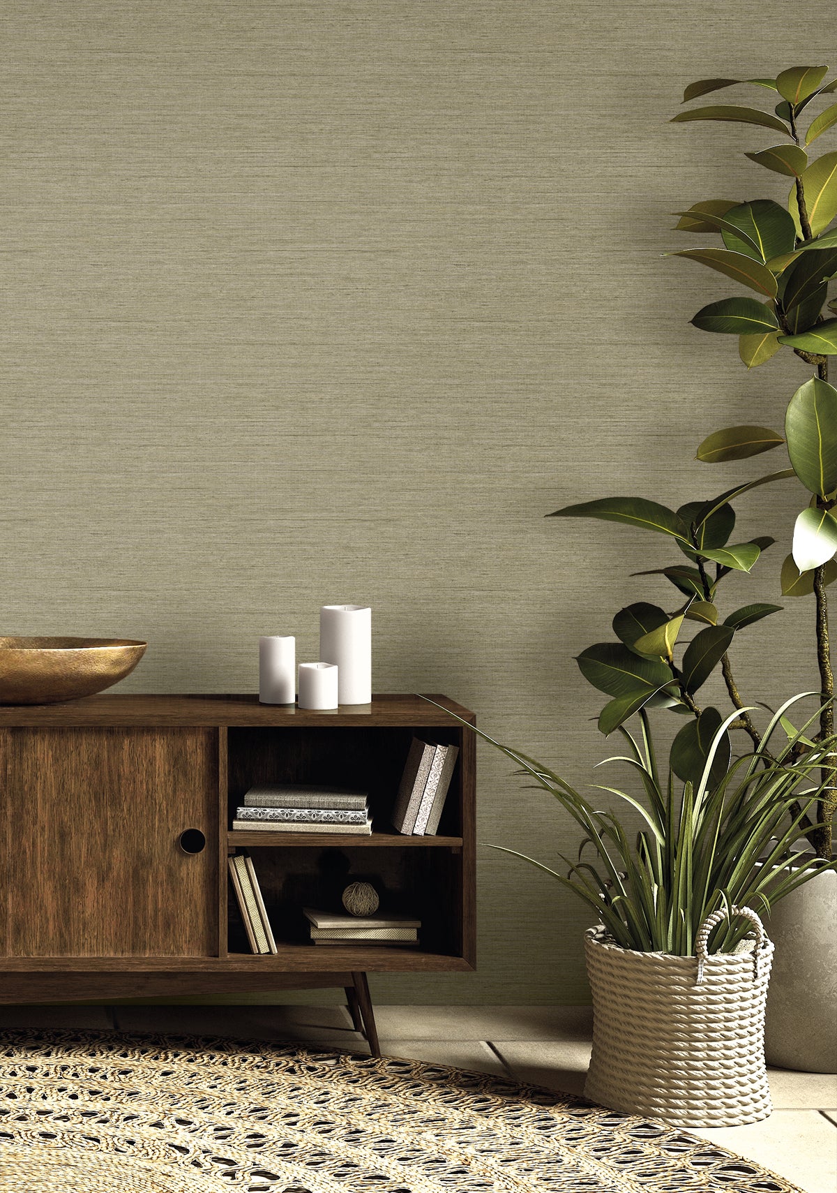 Threaded Oyster by Raffia Faux Linen Wallpaper – Seabrook Designs RA40911