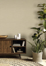Threaded Parchment by Raffia Faux Linen Texture Vinyl Wallpaper – Seabrook Designs RA40917