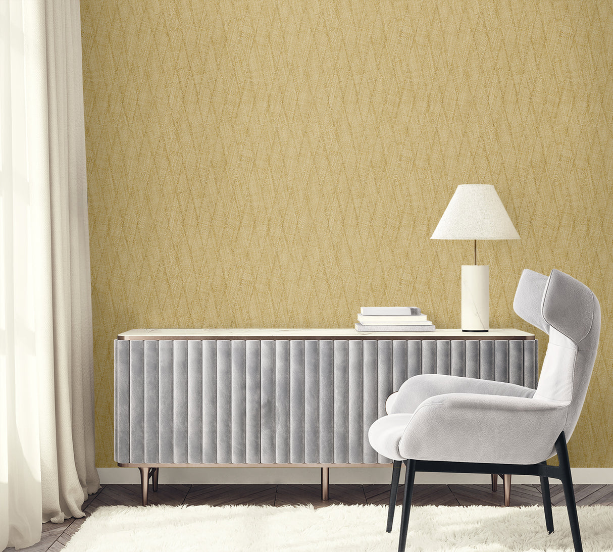 Sun Woven Honey by Raffia Faux Weave Vinyl Wallpaper – Seabrook Designs RA41204