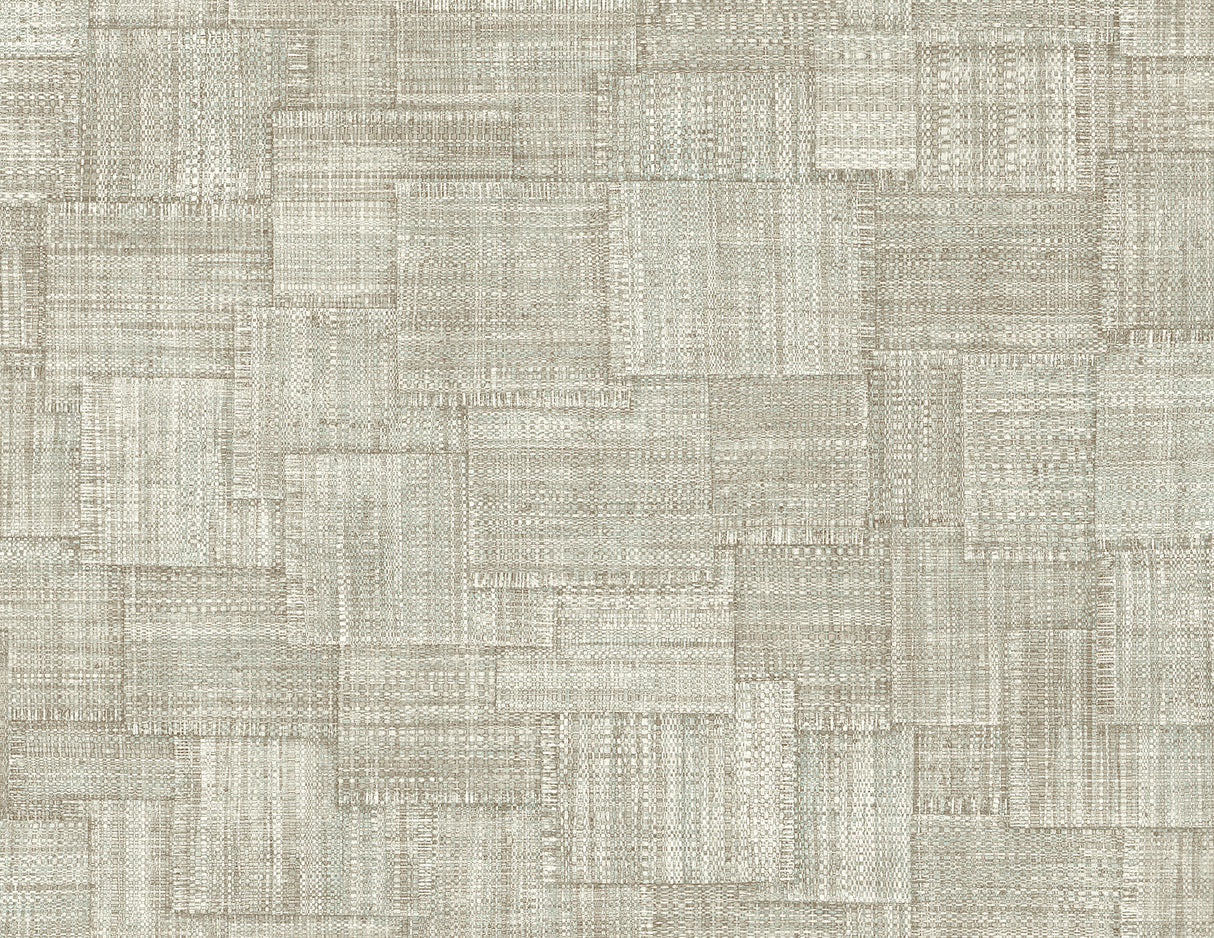 Woven Blocks wallpaper in Smoke with a matte faux-weave block texture pattern