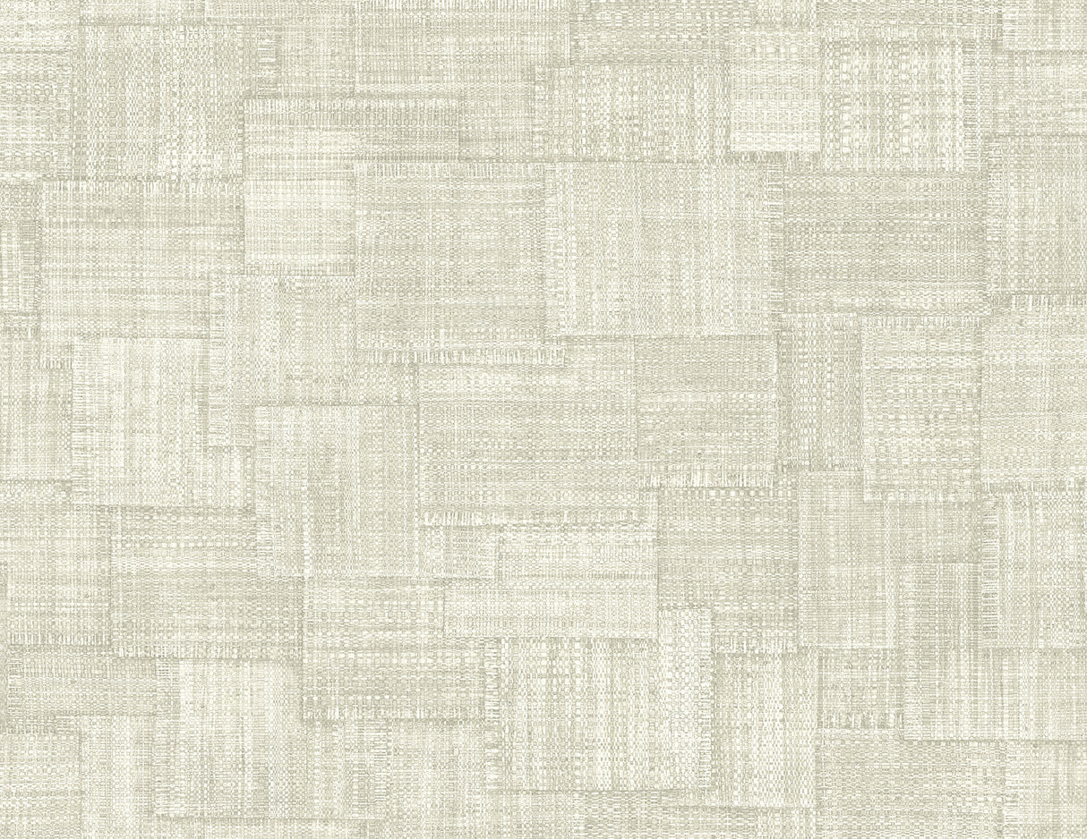 Woven Blocks wallpaper in Oyster with a matte faux weave block texture