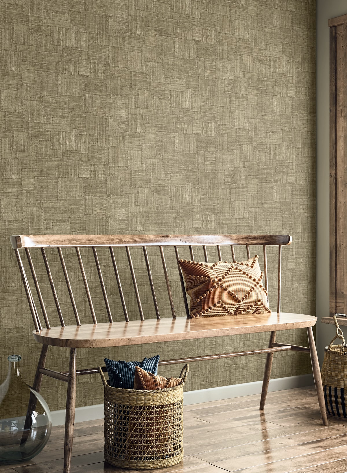 Woven Blocks Woodbridge by Raffia Faux Weave Type II Vinyl Wallpaper – Seabrook Designs RA41715