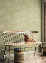 Woven Blocks Straw Green by Raffia Faux Weave Vinyl Wallpaper – Seabrook Designs RA41717