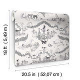 Worst in Show Black Peel & Stick Wallpaper with Dog Toile Pattern, Modern Style - RAS6260