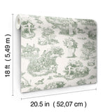Green The Chase Toile Peel & Stick Wallpaper with Modern Graphics Motif - RAS6261