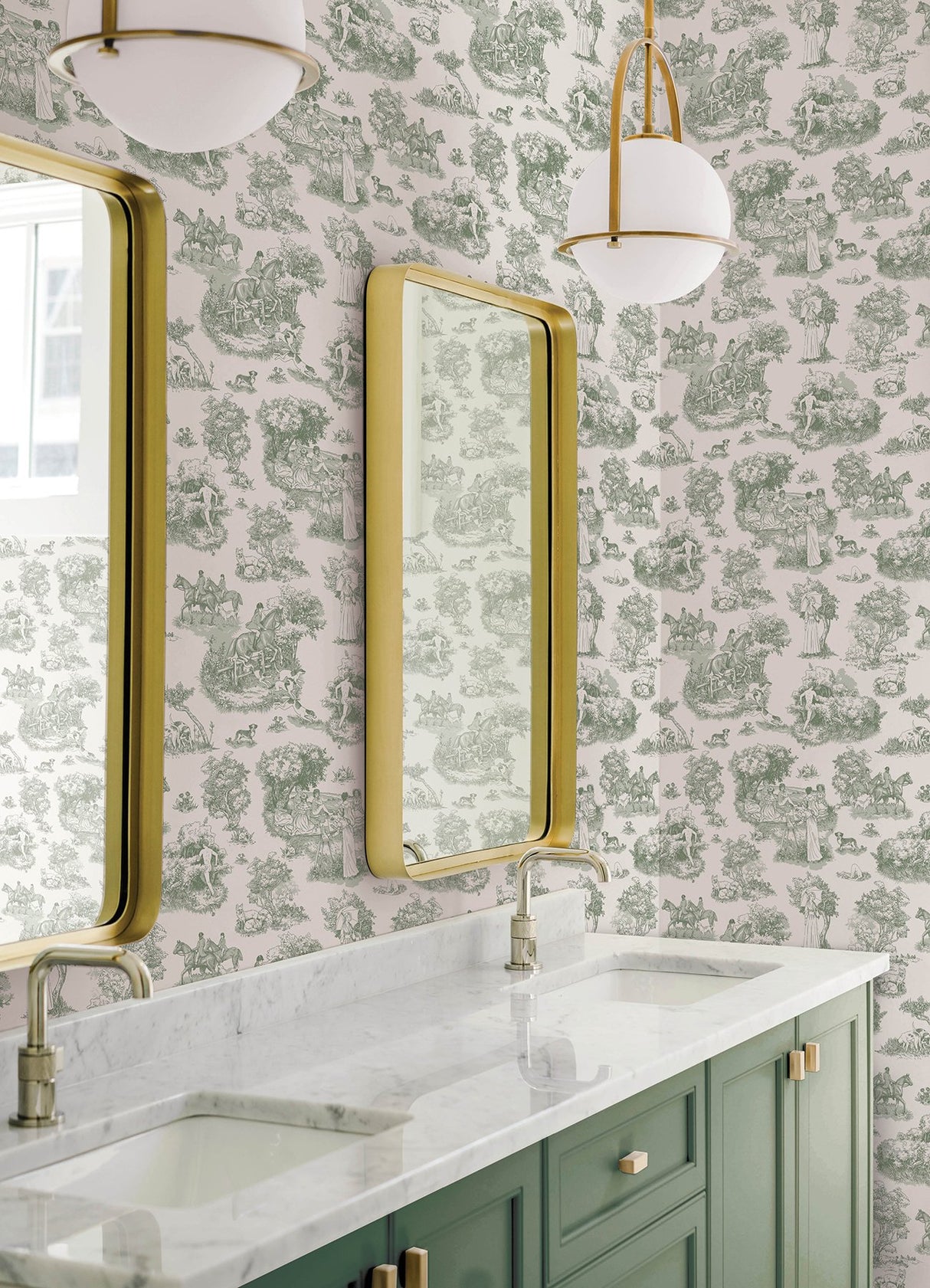 Green The Chase Toile Peel & Stick Wallpaper with Modern Graphics Motif - RAS6261