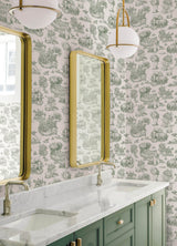 Green The Chase Toile Peel & Stick Wallpaper with Modern Graphics Motif - RAS6261