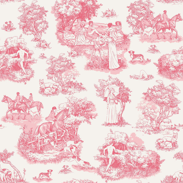 Pink The Chase Toile Peel & Stick Wallpaper - WallPops RAS6262