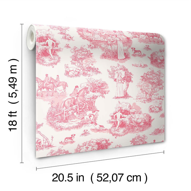 Pink The Chase Toile Peel & Stick Wallpaper - WallPops RAS6262