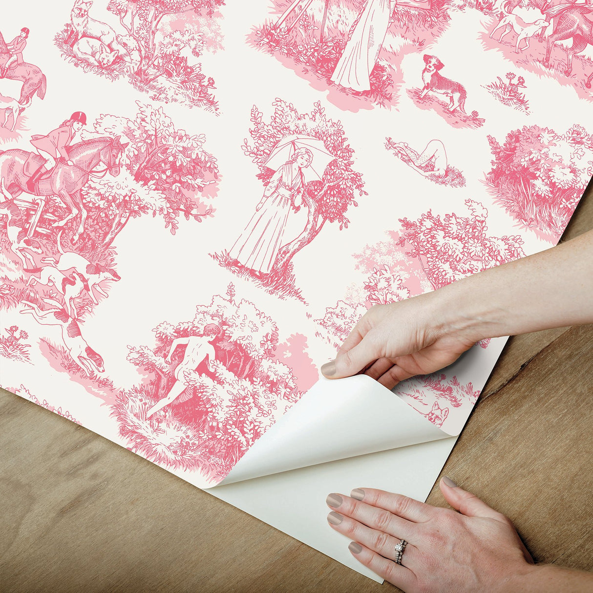 Pink The Chase Toile Peel & Stick Wallpaper - WallPops RAS6262