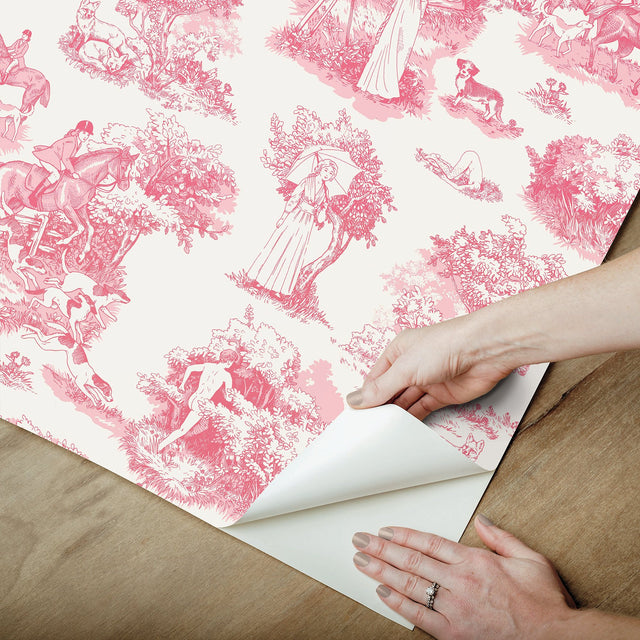 Pink The Chase Toile Peel & Stick Wallpaper - WallPops RAS6262