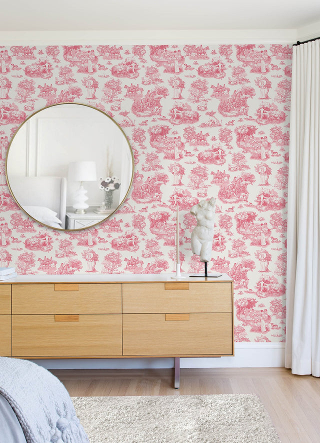 Pink The Chase Toile Peel & Stick Wallpaper - WallPops RAS6262