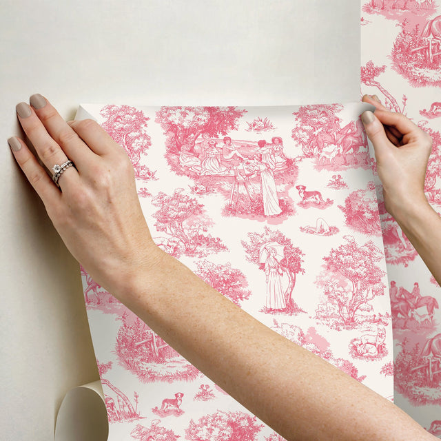 Pink The Chase Toile Peel & Stick Wallpaper - WallPops RAS6262