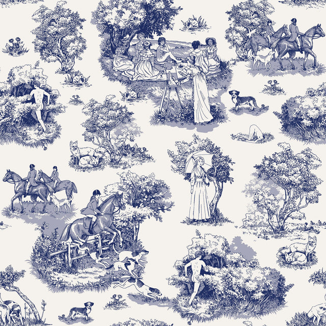 The Chase Blue Toile Peel & Stick Wallpaper - Rachel Antonoff x WallPops RAS6264
