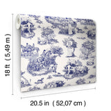 The Chase Blue Toile Peel & Stick Wallpaper - Rachel Antonoff x WallPops RAS6264