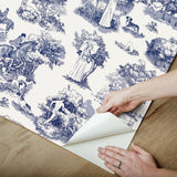 The Chase Blue Toile Peel & Stick Wallpaper - Rachel Antonoff x WallPops RAS6264