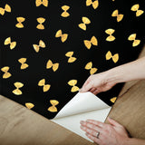 Black Pasta Peel & Stick Wallpaper with Novelty Farfalle Motif - RAS6265