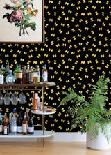 Black Pasta Peel & Stick Wallpaper with Novelty Farfalle Motif - RAS6265