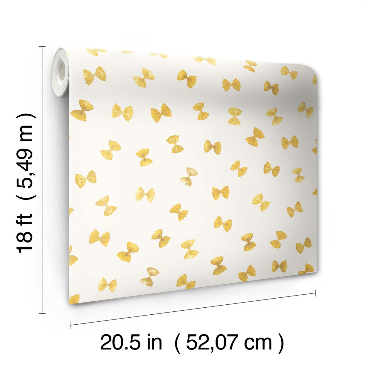 White Pasta Peel & Stick Wallpaper with Novelty Farfalle Motif - Brewster RAS6266