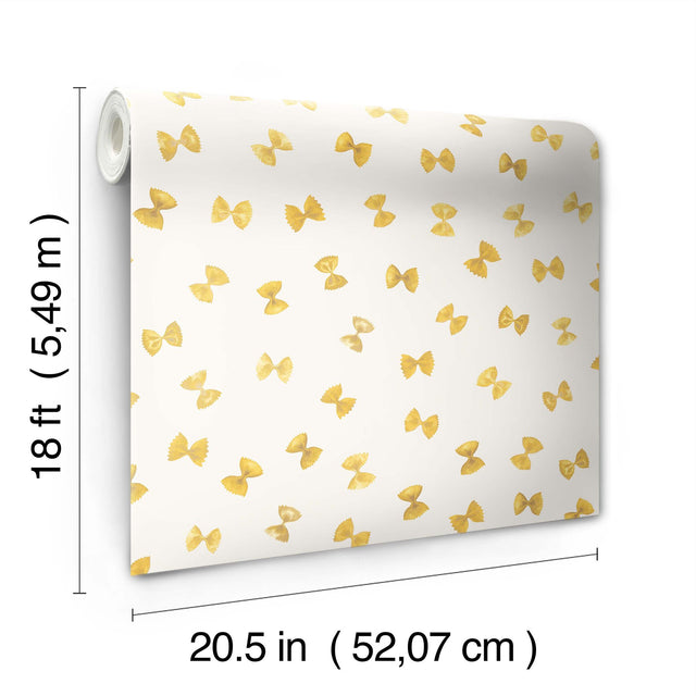 White Pasta Peel & Stick Wallpaper with Novelty Farfalle Motif - Brewster RAS6266