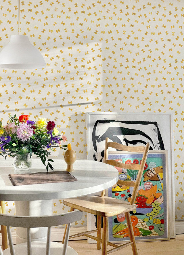 White Pasta Peel & Stick Wallpaper with Novelty Farfalle Motif - Brewster RAS6266