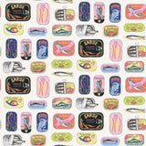 Sardine Tins Cream Peel & Stick Wallpaper with Modern Graphic Fish Pattern - WallPops RAS6267