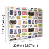 Sardine Tins Cream Peel & Stick Wallpaper with Modern Graphic Fish Pattern - WallPops RAS6267