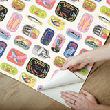 Sardine Tins Cream Peel & Stick Wallpaper with Modern Graphic Fish Pattern - WallPops RAS6267