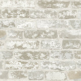 Up the Wall Off White & Grey Brick Pattern Prepasted Wallpaper - York RB4304