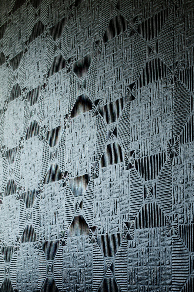 Inca Paintable Tribal White Wallpaper with Geometric Tribal Texture - Brewster RD0145