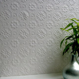 Spencer White Paintable Supaglypta Wallpaper