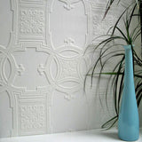 Early Victorian White Paintable Textured Vinyl Wallpaper