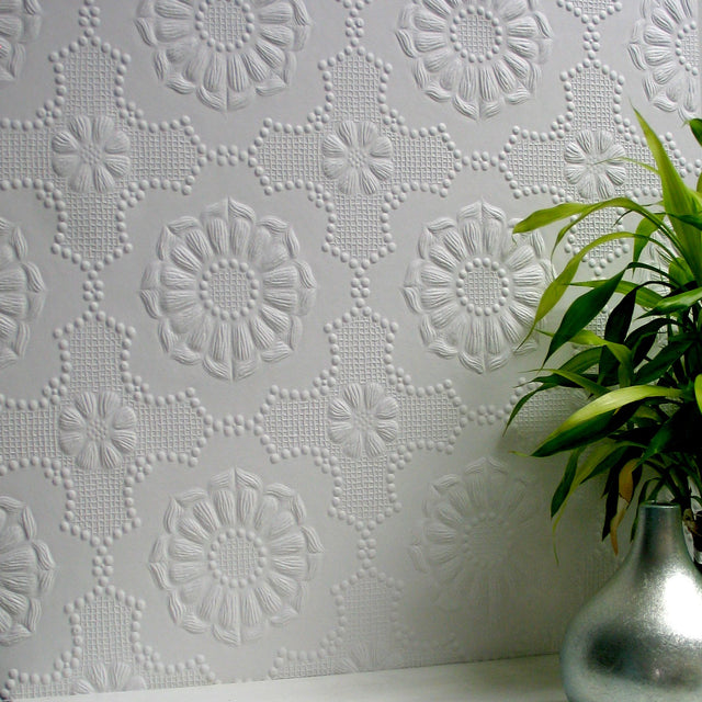 Alexander White Paintable Supaglypta Wallpaper