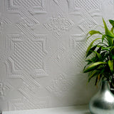 Seymour White Paintable Supaglypta Wallpaper
