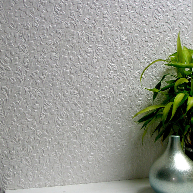 Wilton White Paintable Anaglypta Original Wallpaper