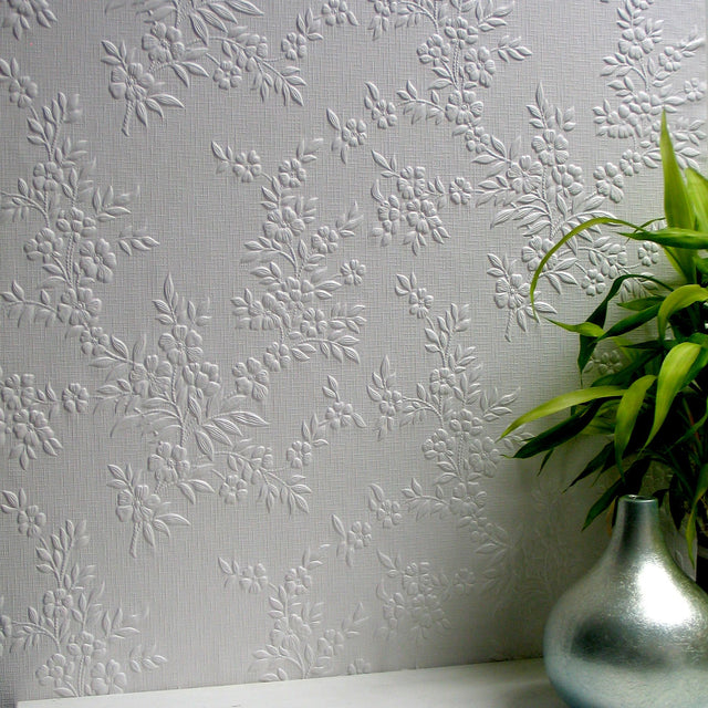 Portland White Paintable Anaglypta Original Wallpaper