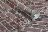 Baker Street Red Brick Wallpaper with Textured Faux Brick Pattern - Brewster RD408