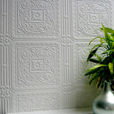 Turner Tile White Paintable Textured Vinyl Wallpaper
