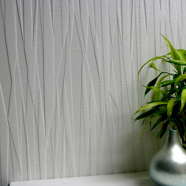 Folded Paper White Paintable Textured Vinyl Wallpaper