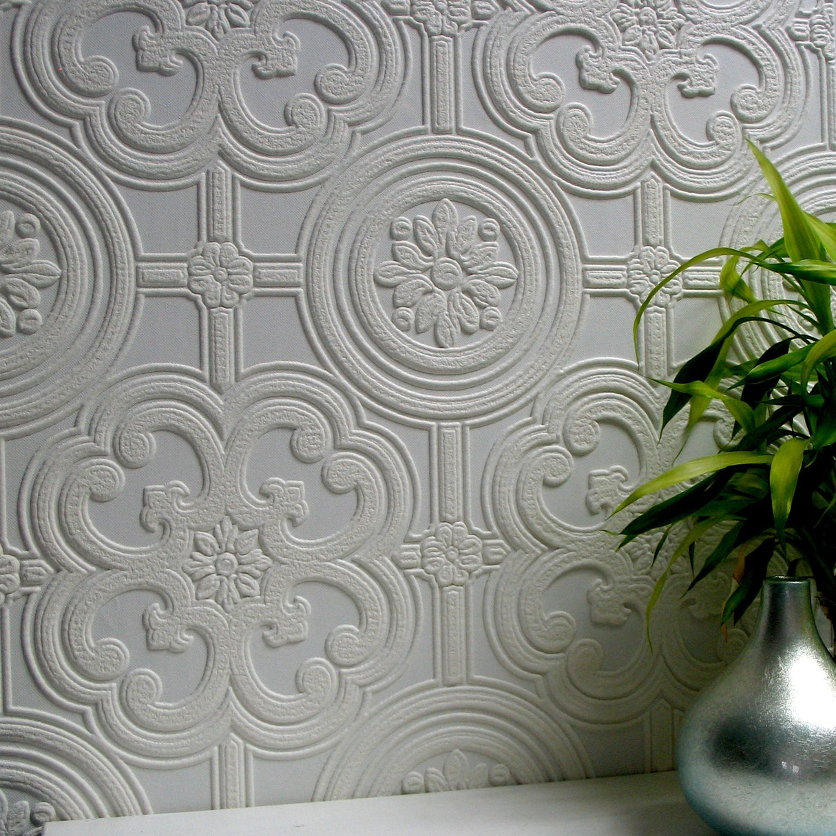 Egon White Paintable Textured Vinyl Wallpaper