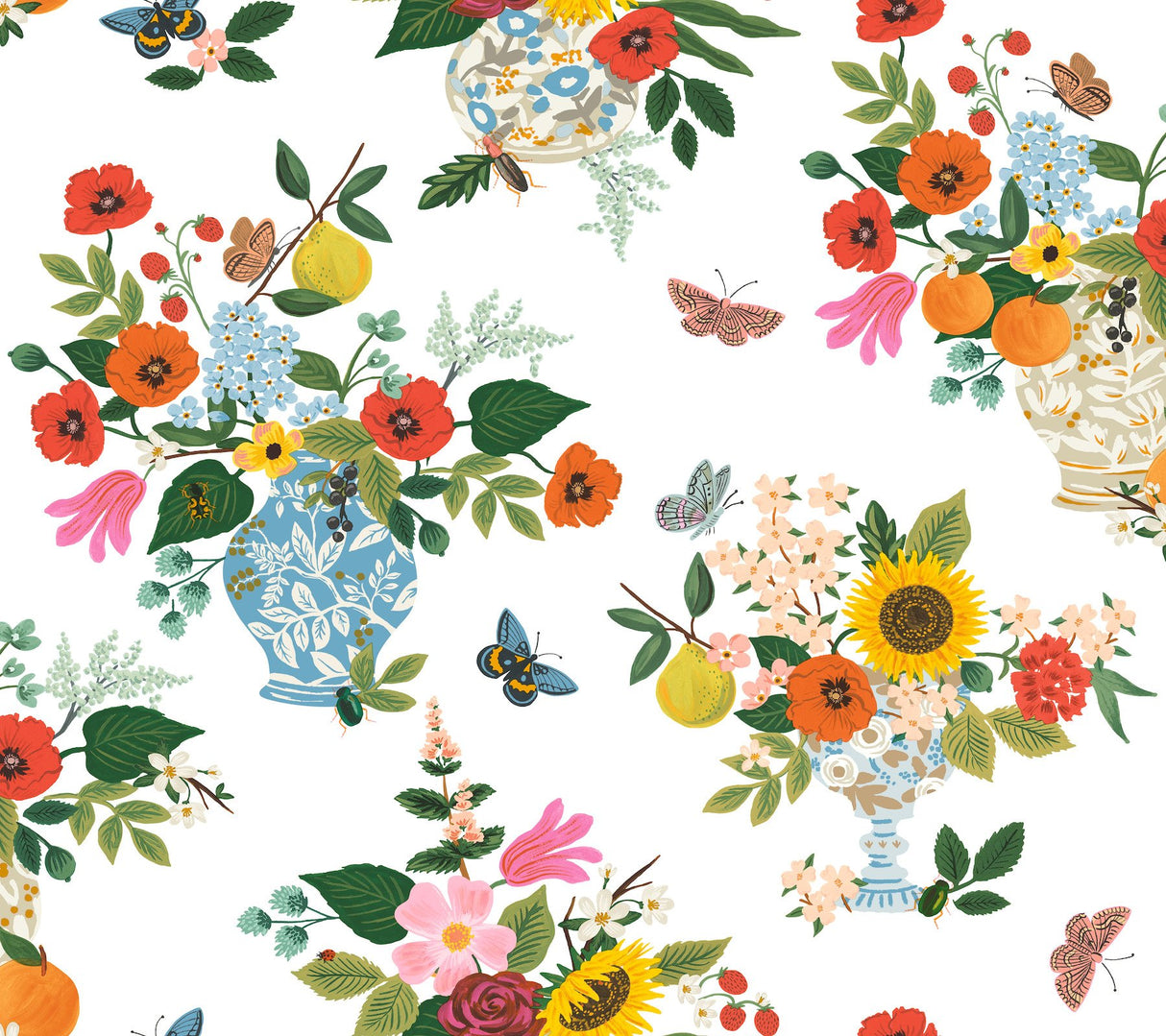 Flower Studies Bright Multi-Color Floral Whimsical Wallpaper - York RF7402